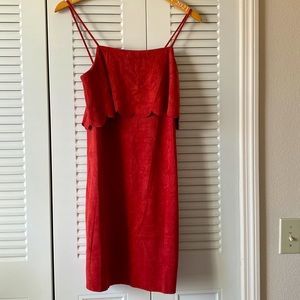 Soprano Burnt orange, Red suede scallop edge Dress